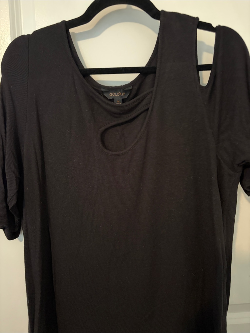 Goldray Black Cutout Short Sleeve Women's Top